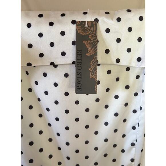 Retro Stage White & Black Polka Dot Cropped Jumpsuit Size XXL NWT - Picture 4 of 8